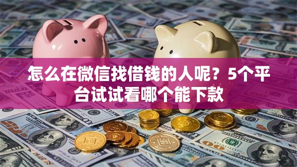 怎么在微信找借钱的人呢？5个平台试试看哪个能下款