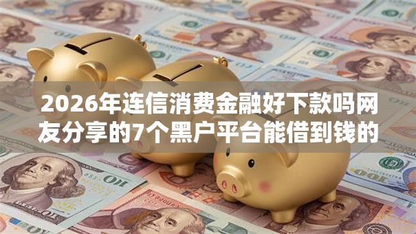 2026年连信消费金融好下款吗网友分享的7个黑户平台能借到钱的我觉得不错！
