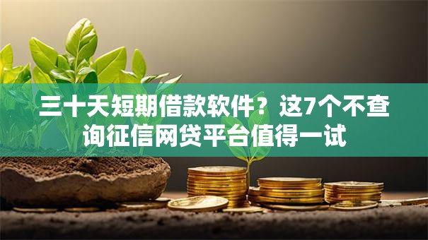 三十天短期借款软件？这7个不查询征信网贷平台值得一试