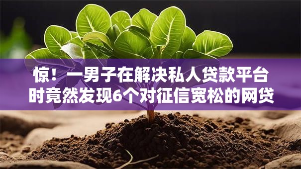 惊！一男子在解决私人贷款平台时竟然发现6个对征信宽松的网贷口子，事后分享了出来