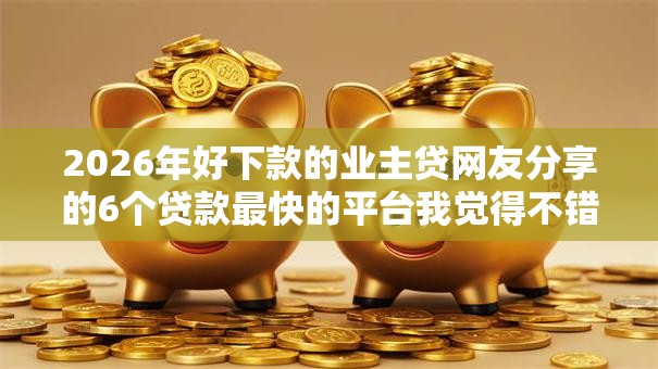 2026年好下款的业主贷网友分享的6个贷款最快的平台我觉得不错！