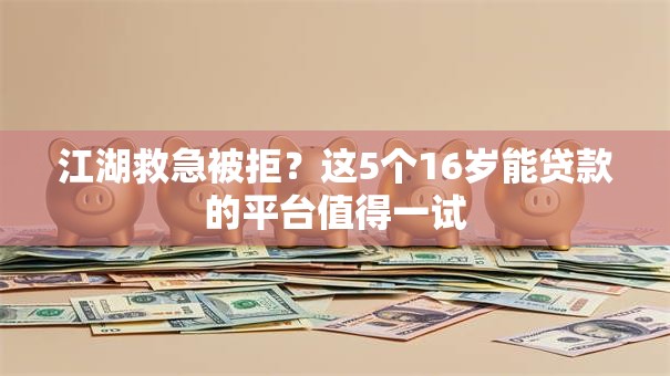 江湖救急被拒？这5个16岁能贷款的平台值得一试