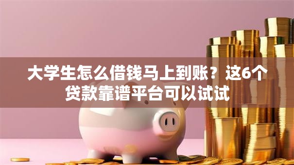 大学生怎么借钱马上到账?这6个贷款靠谱平台可以试试 大学生怎么借钱马上到账?这6个贷款靠谱平台可以试试