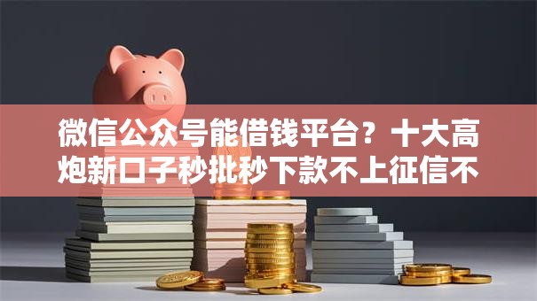 微信公众号能借钱平台？十大高炮新口子秒批秒下款不上征信不用还的推荐