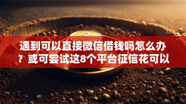 遇到可以直接微信借钱吗怎么办？或可尝试这8个平台征信花可以下款