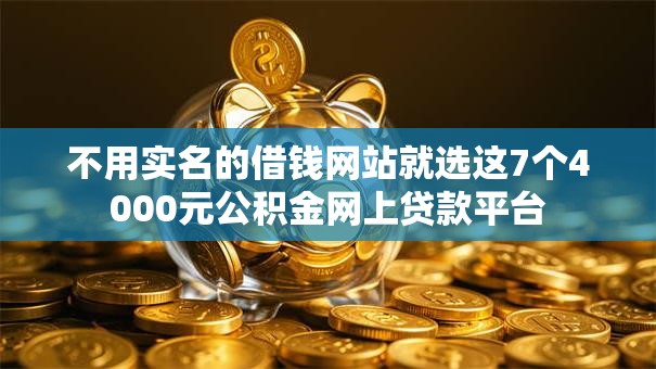 不用实名的借钱网站就选这7个4000元公积金网上贷款平台