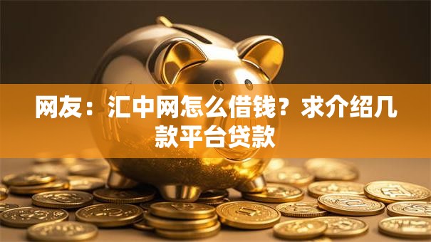 网友:汇中网怎么借钱?求介绍几款平台贷款 网友:汇中网怎么借钱?求介绍几款平台贷款