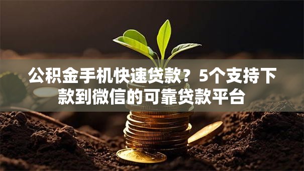 公积金手机快速贷款？5个支持下款到微信的可靠贷款平台