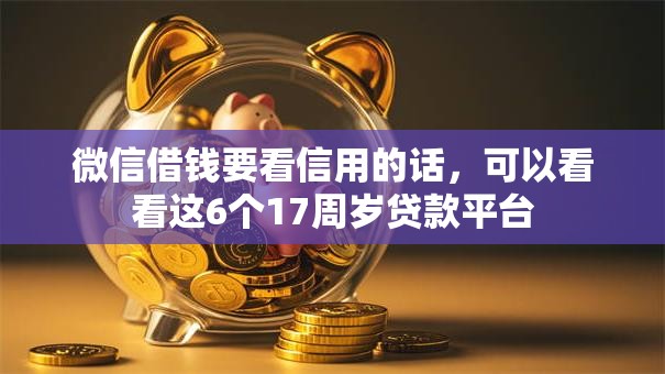 微信借钱要看信用的话，可以看看这6个17周岁贷款平台