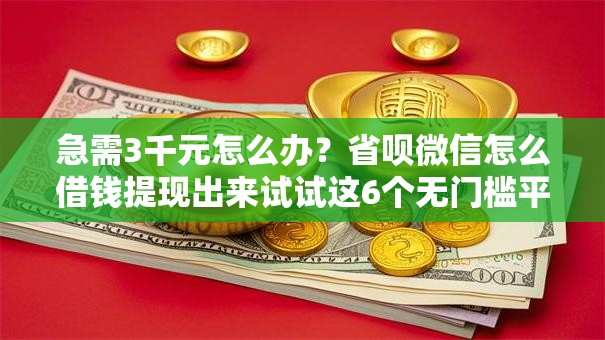 急需3千元怎么办？省呗微信怎么借钱提现出来试试这6个无门槛平台