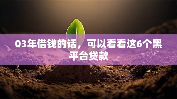 03年借钱的话，可以看看这6个黑平台贷款