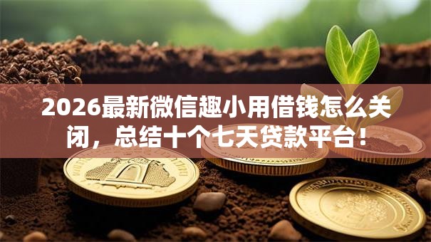 2026最新微信趣小用借钱怎么关闭，总结十个七天贷款平台！