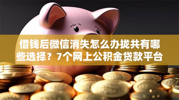 借钱后微信消失怎么办拢共有哪些选择？7个网上公积金贷款平台详解