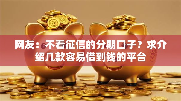 网友：不看征信的分期口子？求介绍几款容易借到钱的平台