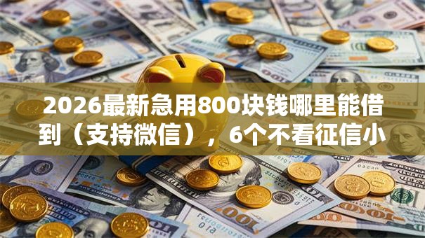 2026最新急用800块钱哪里能借到（支持微信），6个不看征信小额借钱的软件无私分享