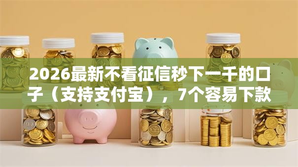 2026最新不看征信秒下一千的口子（支持支付宝），7个容易下款的小额贷款平台无私分享