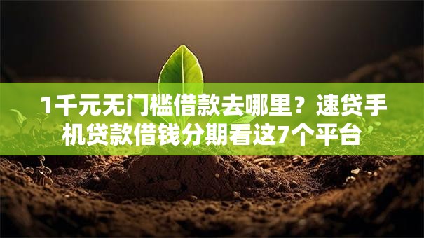 1千元无门槛借款去哪里?速贷手机贷款借钱分期看这7个平台 1千元无门槛借款去哪里?速贷手机贷款借钱分期看这7个平台
