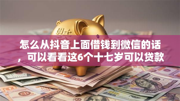 怎么从抖音上面借钱到微信的话，可以看看这6个十七岁可以贷款的平台