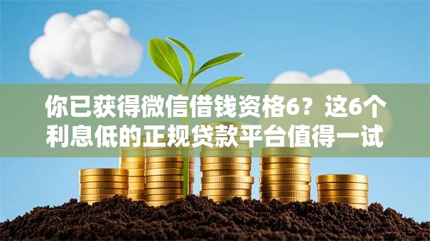 你已获得微信借钱资格6？这6个利息低的正规贷款平台值得一试