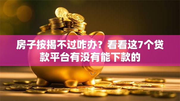 房子按揭不过咋办？看看这7个贷款平台有没有能下款的