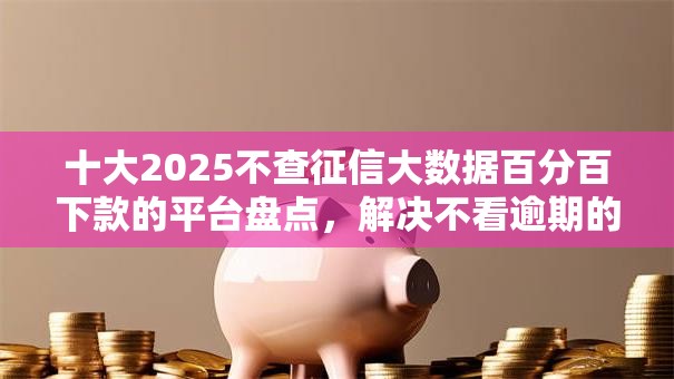 十大2025不查征信大数据百分百下款的平台盘点，解决不看逾期的小贷软件有哪些的问题