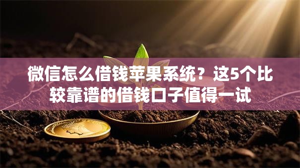 微信怎么借钱苹果系统？这5个比较靠谱的借钱口子值得一试