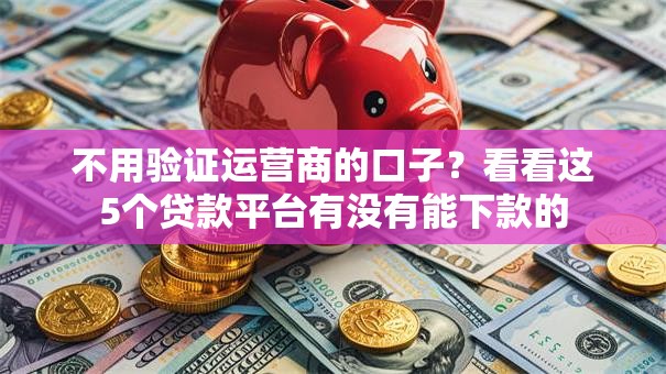 不用验证运营商的口子？看看这5个贷款平台有没有能下款的