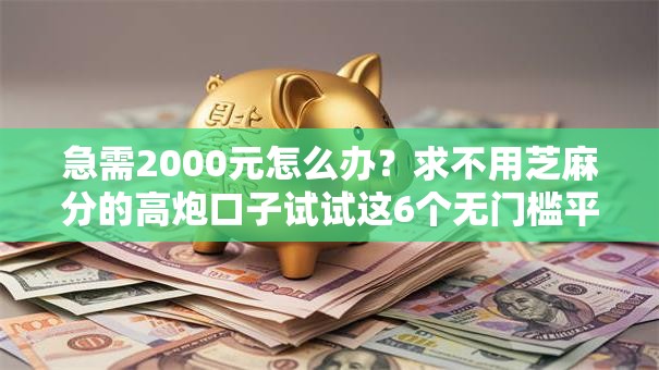 急需2000元怎么办？求不用芝麻分的高炮口子试试这6个无门槛平台