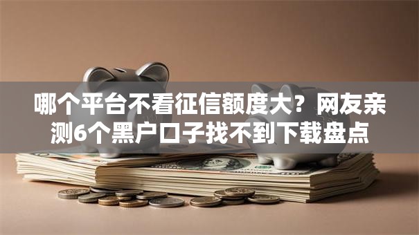 哪个平台不看征信额度大?网友亲测6个黑户口子找不到下载盘点 哪个平台不看征信额度大?网友亲测6个黑户口子找不到下载盘点