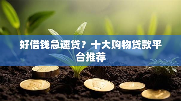 好借钱急速贷?十大购物贷款平台推荐 好借钱急速贷?十大购物贷款平台推荐