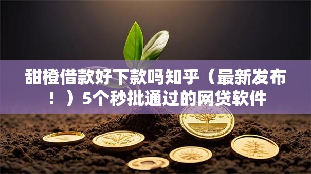 甜橙借款好下款吗知乎（最新发布！）5个秒批通过的网贷软件