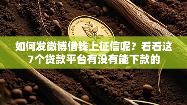 如何发微博借钱上征信呢？看看这7个贷款平台有没有能下款的