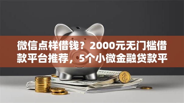 微信点样借钱？2000元无门槛借款平台推荐，5个小微金融贷款平台盘点