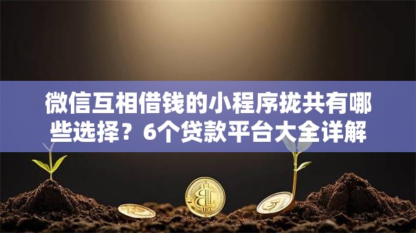微信互相借钱的小程序拢共有哪些选择？6个贷款平台大全详解