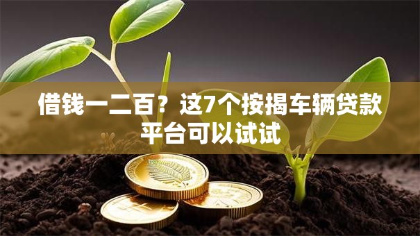 借钱一二百?这7个按揭车辆贷款平台可以试试 借钱一二百?这7个按揭车辆贷款平台可以试试