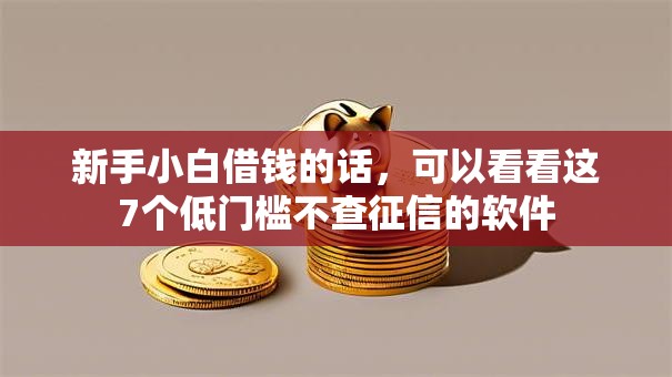 新手小白借钱的话，可以看看这7个低门槛不查征信的软件