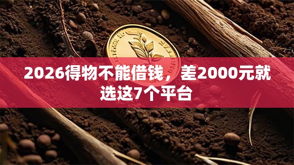 2026得物不能借钱，差2000元就选这7个平台