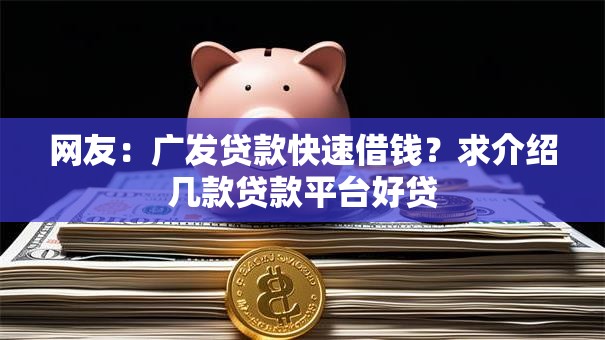 网友：广发贷款快速借钱？求介绍几款贷款平台好贷