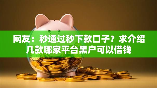 网友:秒通过秒下款口子?求介绍几款哪家平台黑户可以借钱 网友:秒通过秒下款口子?求介绍几款哪家平台黑户可以借钱