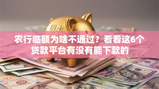 农行临额为啥不通过？看看这6个贷款平台有没有能下款的