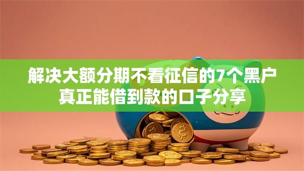 解决大额分期不看征信的7个黑户真正能借到款的口子分享