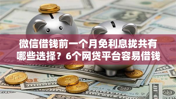 微信借钱前一个月免利息拢共有哪些选择？6个网贷平台容易借钱详解