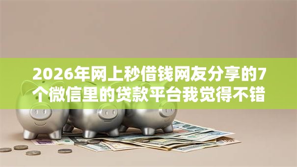 2026年网上秒借钱网友分享的7个微信里的贷款平台我觉得不错！