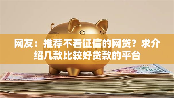 网友：推荐不看征信的网贷？求介绍几款比较好贷款的平台