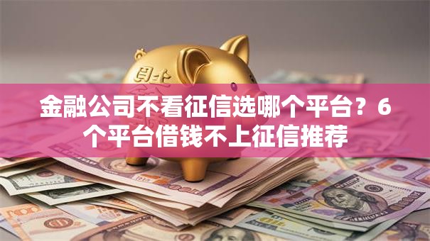 金融公司不看征信选哪个平台？6个平台借钱不上征信推荐