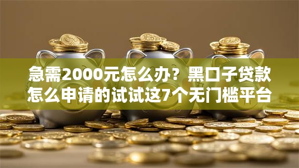 急需2000元怎么办？黑口子贷款怎么申请的试试这7个无门槛平台