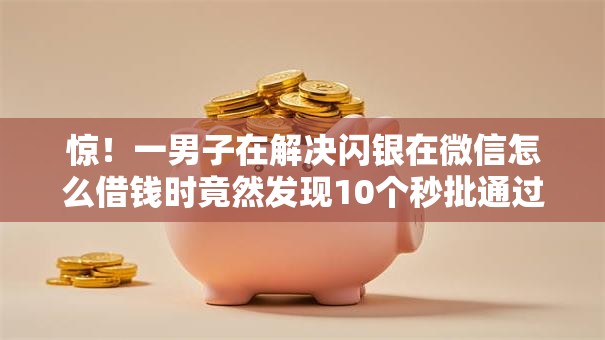 惊！一男子在解决闪银在微信怎么借钱时竟然发现10个秒批通过的网贷口子，事后分享了出来