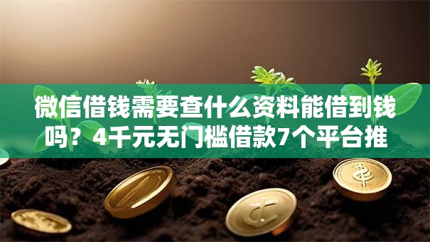 微信借钱需要查什么资料能借到钱吗？4千元无门槛借款7个平台推荐