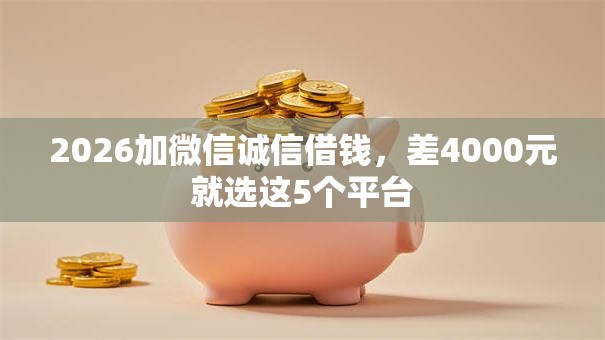 2026加微信诚信借钱，差4000元就选这5个平台