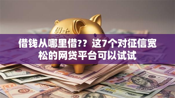 借钱从哪里借?？这7个对征信宽松的网贷平台可以试试